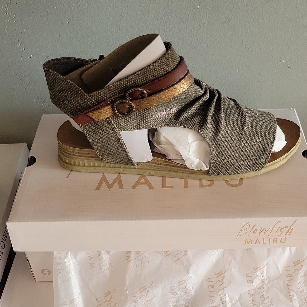 Blowfish Green and Brown Sandals Strappy Design